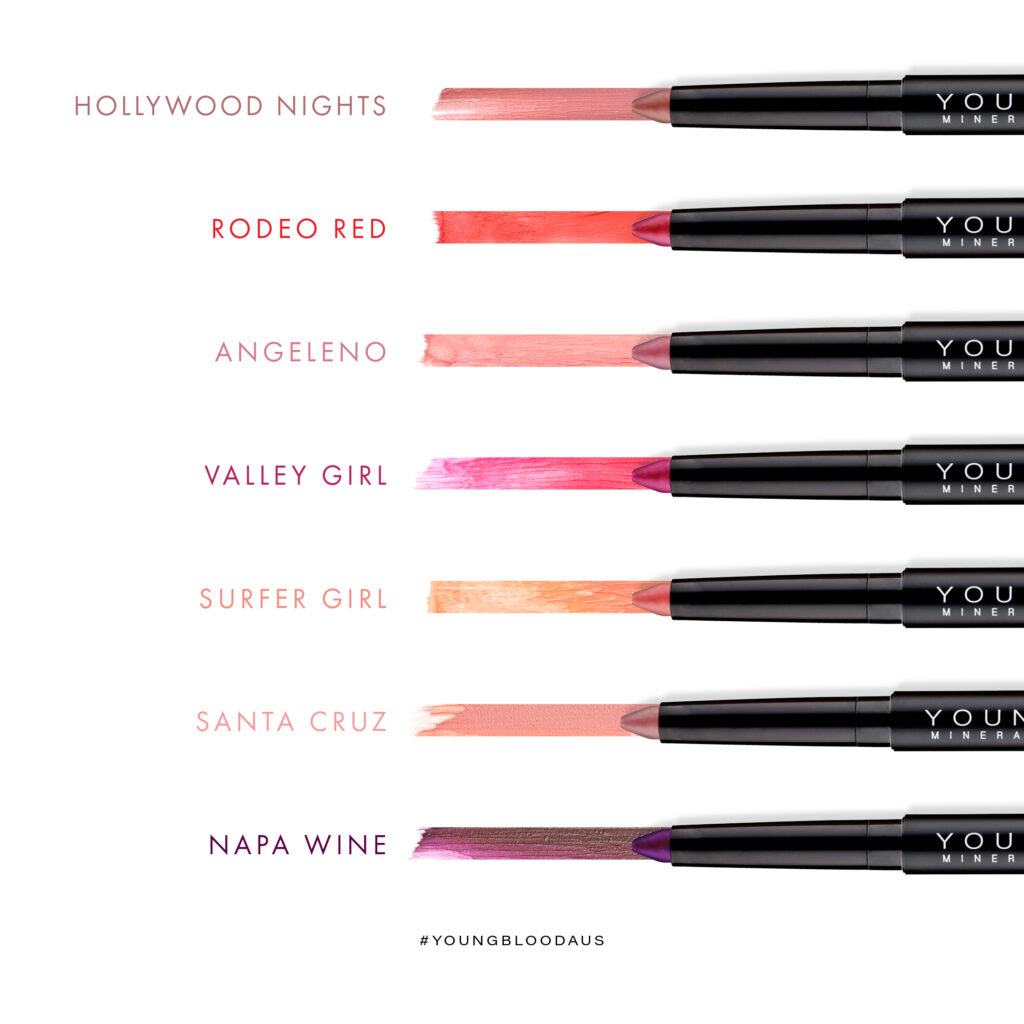 Youngblood Matte Lip Crayon ALE/REA, mattahuulipuna puikossa