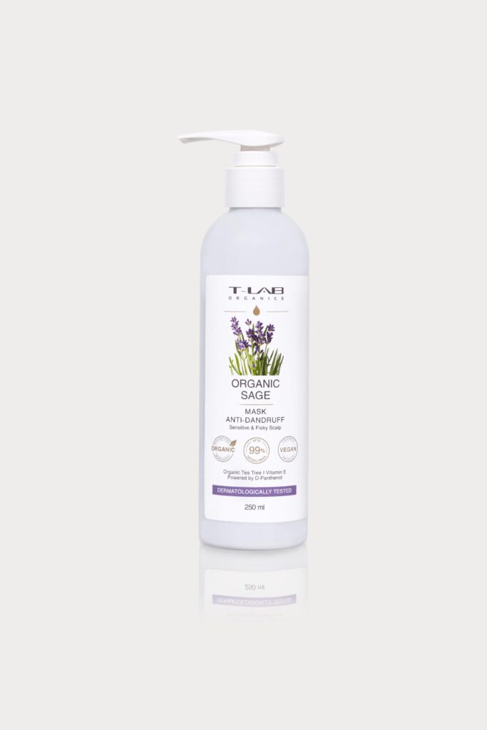T-LAB Organic Sage Anti-Dandruff Mask 250ml, hoitoaine