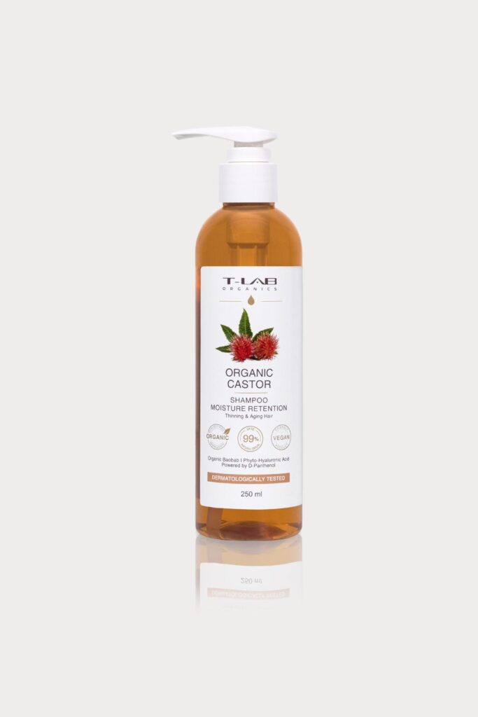 T-LAB Organic Castor Moisture Retention Shampoo 250ml, shampoo