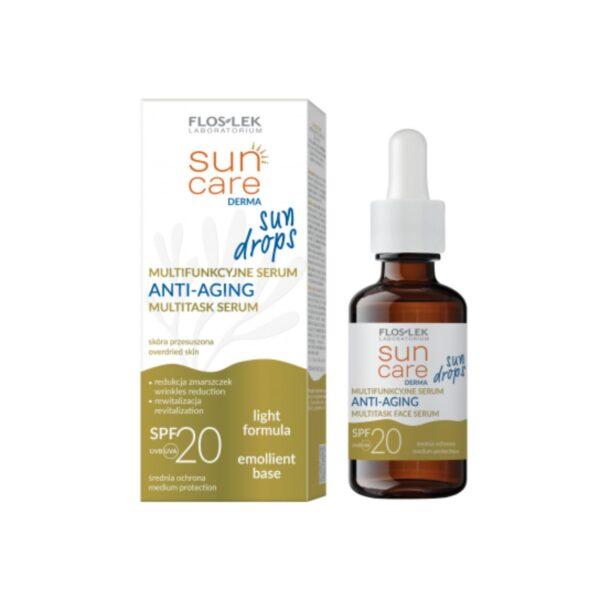 Floslek Sun Drops Anti-Aging Multitask Serum SPF20 30ml, kiinteyttävät aurinkosuojatipat