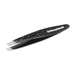 Tweezerman Mini Slant Tweezer Black Leopard, matkapinsetit