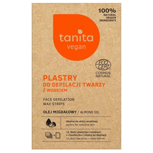 Tanita Vegan Face Wax Strips, kylmävahaliuskat kasvoille 12kpl
