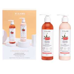 T-LAB Organic Castor Duo Set -hiustenhoitopakkaus, 2 tuotetta