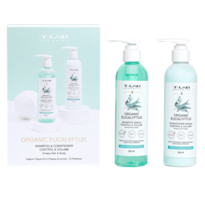 T-LAB Organic Eucalyptus Duo Set -hiustenhoitopakkaus, 2 tuotetta