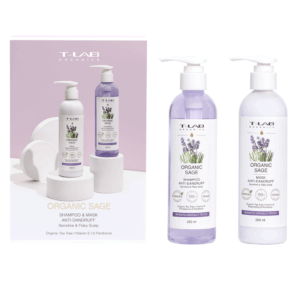 T-LAB Organic Sage Duo Set -hiustenhoitopakkaus, 2 tuotetta