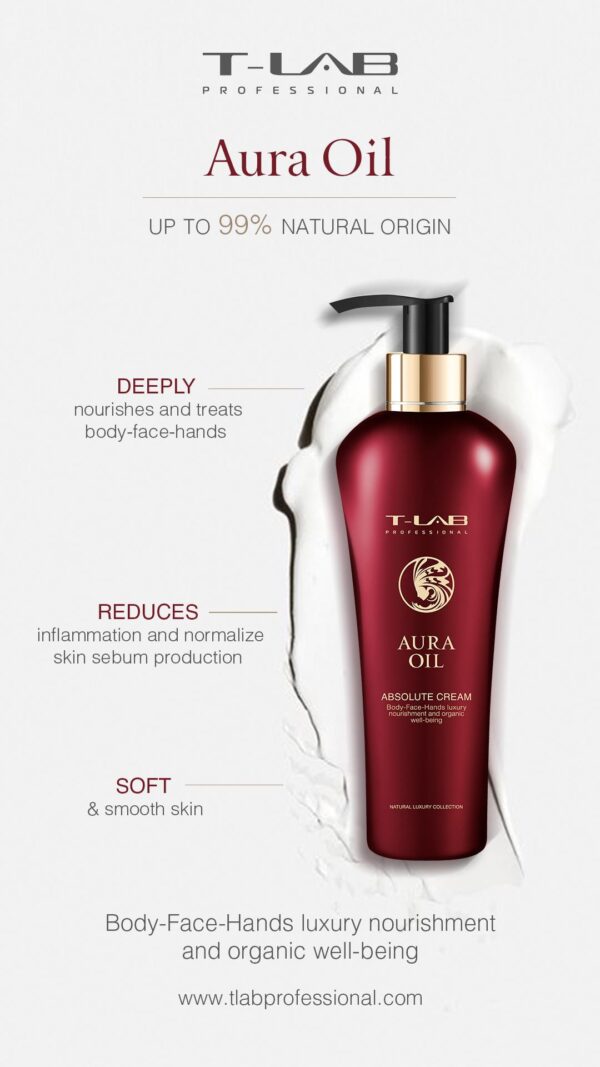 T-LAB Aura Oil Absolute Cream -ylellinen vartalovoide 300ml - Image 2
