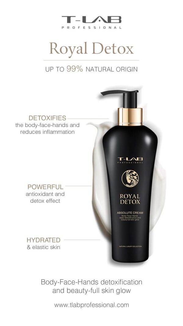 T-LAB Royal Detox Absolute Cream -ylellinen vartalovoide 300ml - Image 3