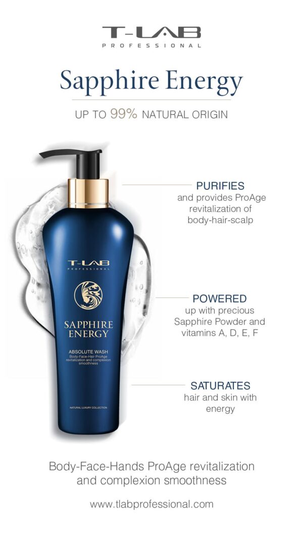 T-LAB Sapphire Energy Absolute Wash -vartalonpesugeeli 300ml - Image 2