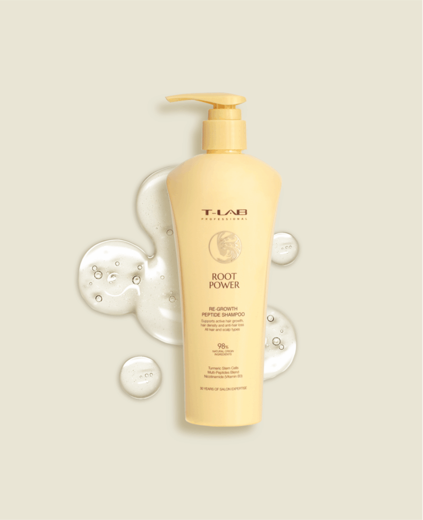 T-LAB Root Power Re-Growth Peptide Shampoo 300ml, hiustenkasvua tukeva shampoo