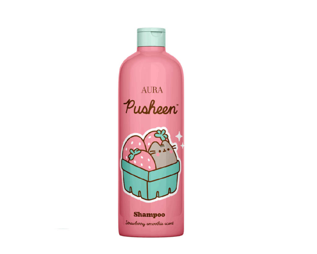 AURA Pusheen Strawberry Smoothie Shampoo 500ml, hellävarainen shampoo