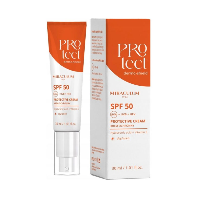 Miraculum Protect Dermo Shield SPF50 UVA+UVB+HEV 30ml, aurinkosuojavoide kasvoille
